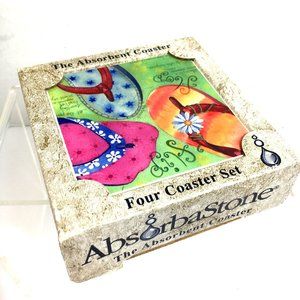 Absorba Stone Flip Flops Stone Coasters Tiki Hawaiian Luau Summer Party